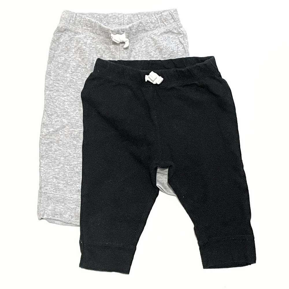 Carter’s • 2 pairs cotton joggers black gray • 6 month
